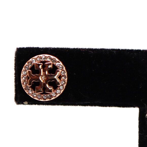 Tory Burch Rose Gold Logo Crystal Studs 🌸 - Picture 4 of 5